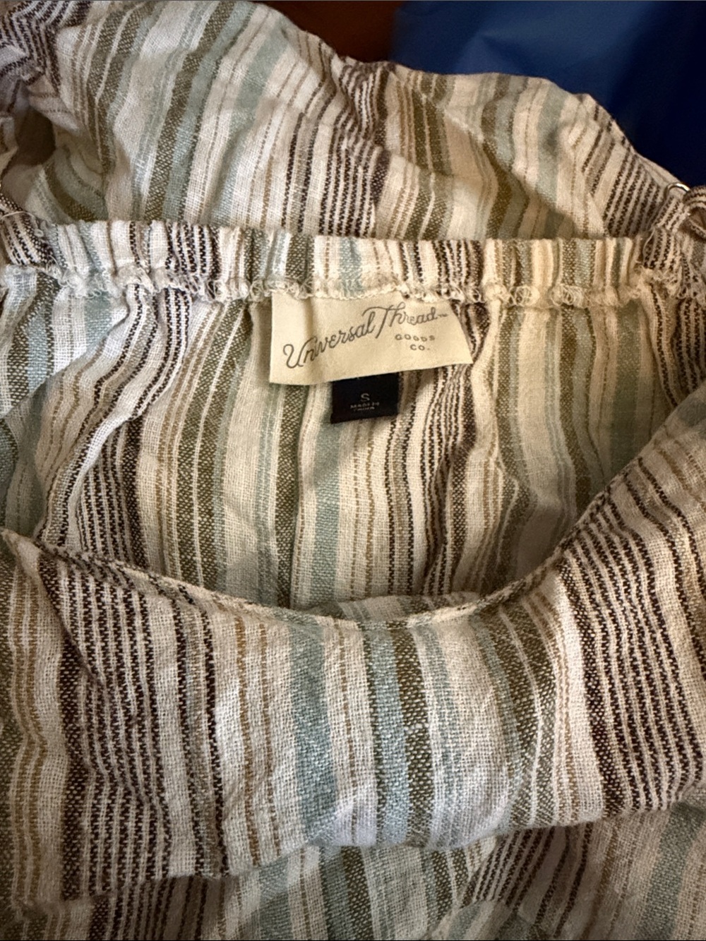 Universal Thread Striped Lightweight Jumpsuit - Cream, Brown (S)